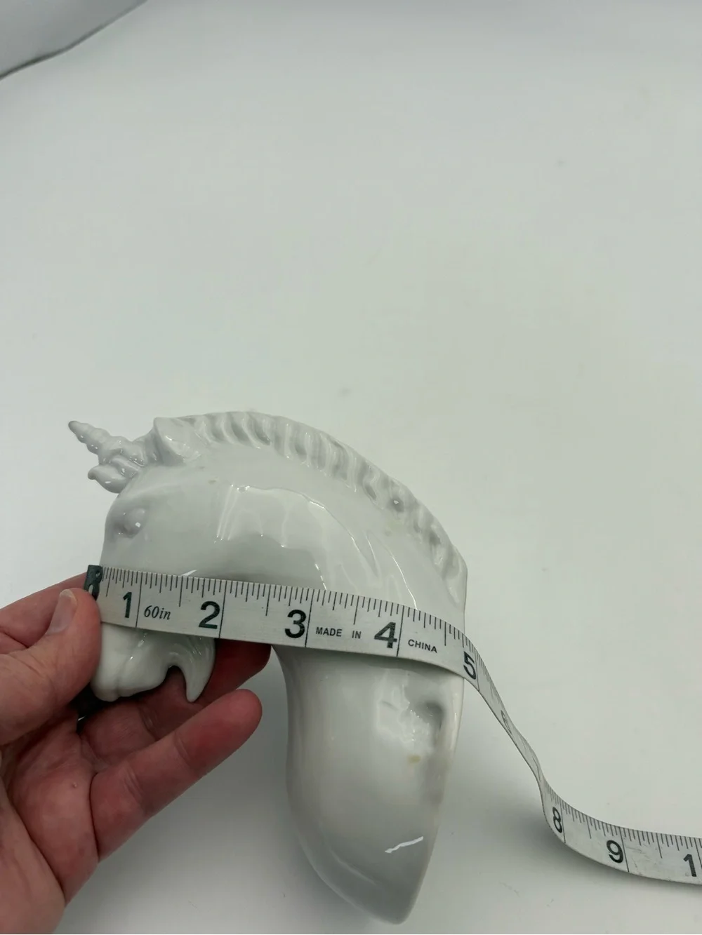 White Glazed Ceramic Unicorn Hook